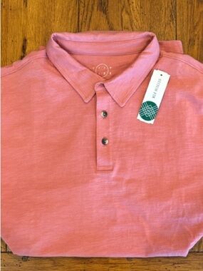 Even Tide Ryen Vintage Wash Slub Polo-Red (salmon pink ) Stitch Fix